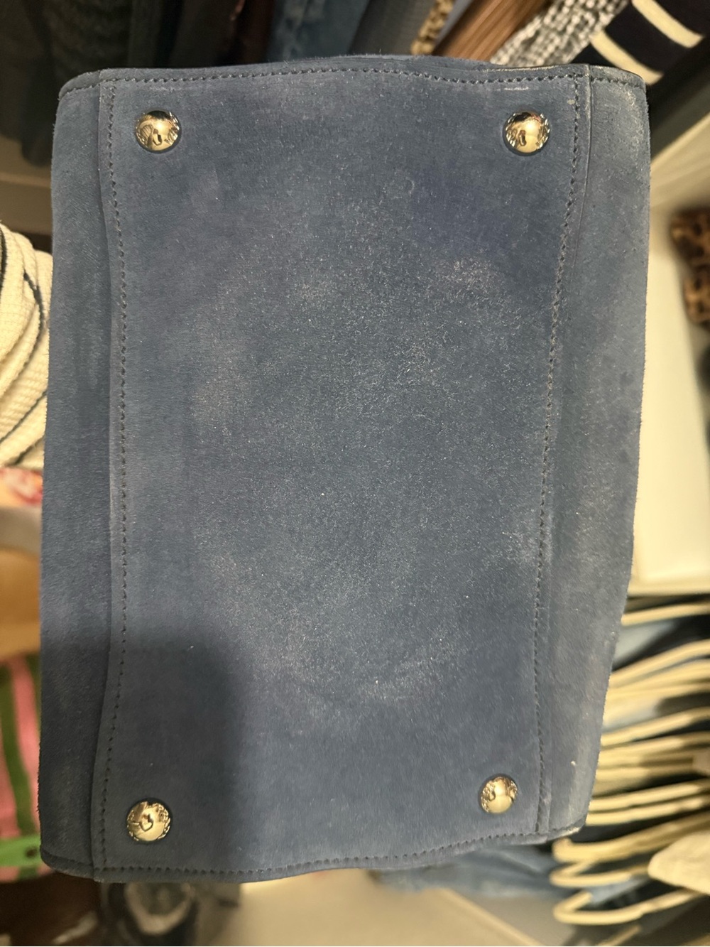 Prada Blue Suede Top-Handle Satchel - Picture 3 of 9